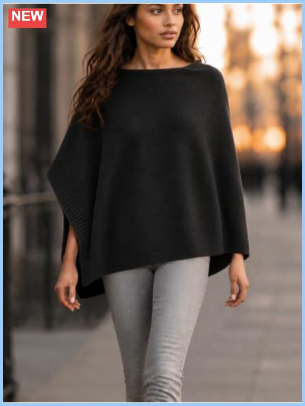 Knit Poncho Shawl Collar Cape Sweater Loose Pullover Wrap